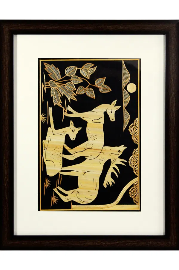 Sikki Grass Art - Deer Family (17.5*13.5) Inches