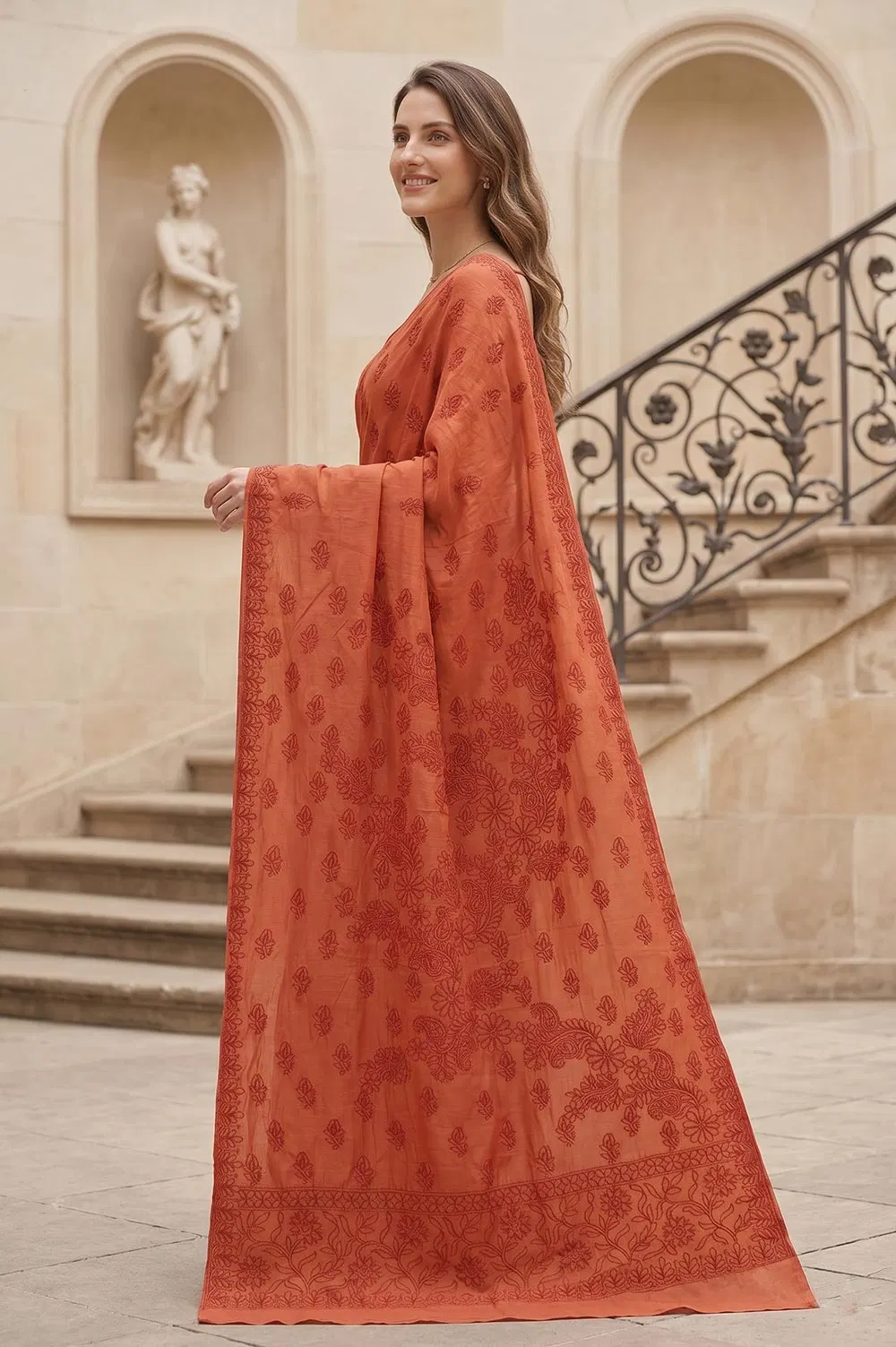 Lucknow Chikankari Hand Embroidered Saree