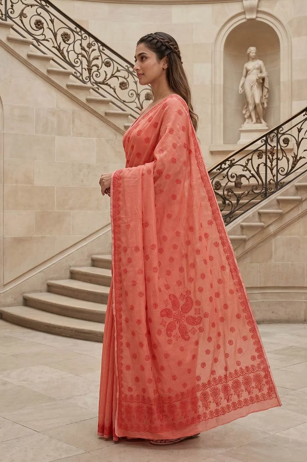 Lucknow Chikankari Hand Embroidered Saree