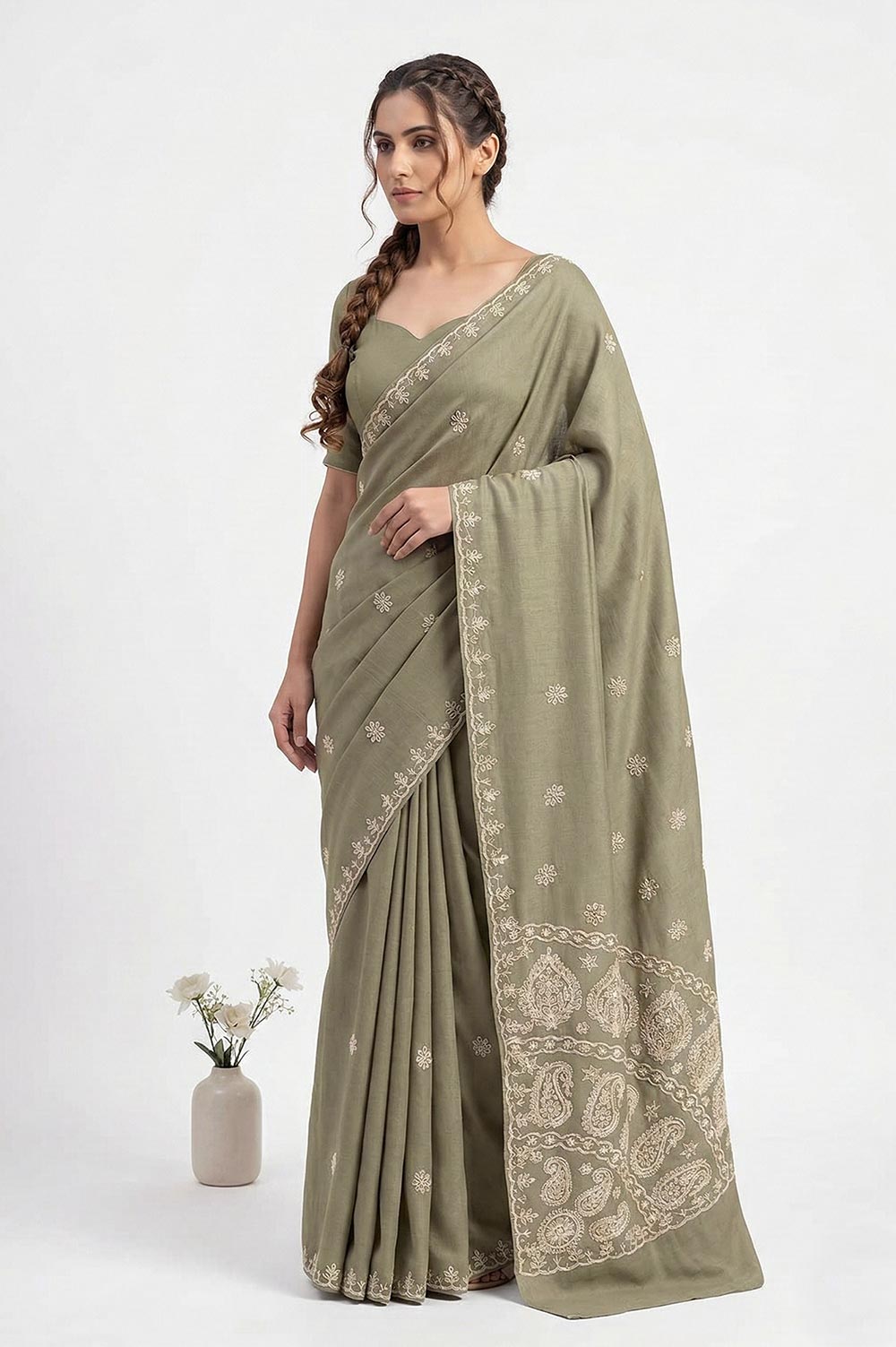 Lucknow Chikankari Hand Embroidered Saree