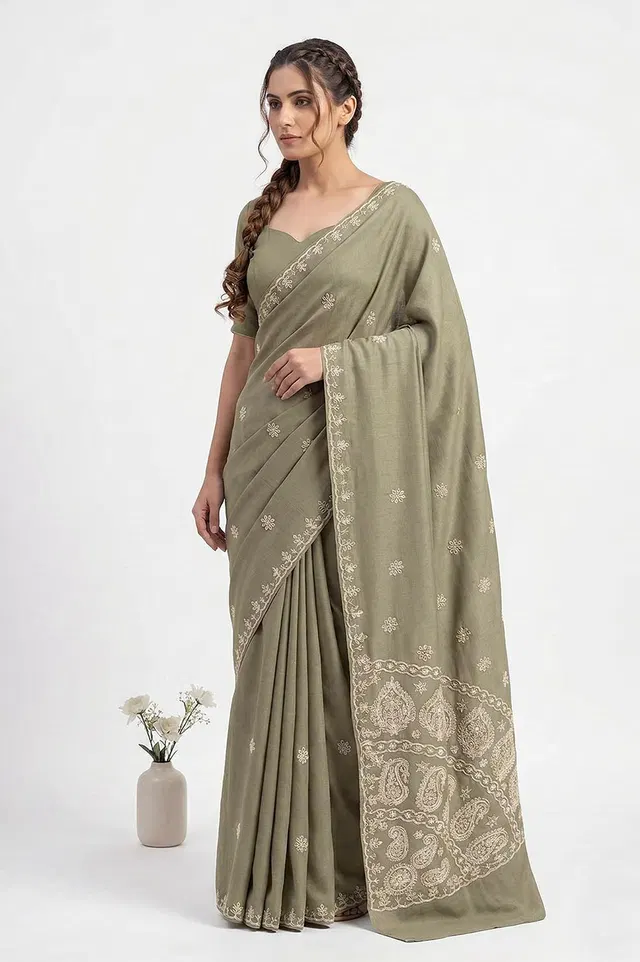 Lucknow Chikankari Hand Embroidered Saree