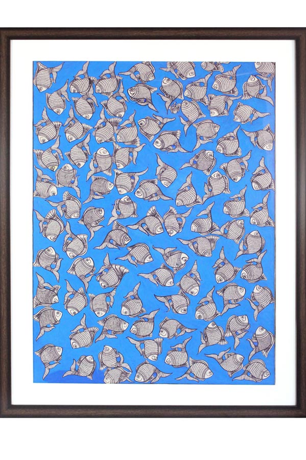 Madhubani Painting Fishes (26*34 Inches)