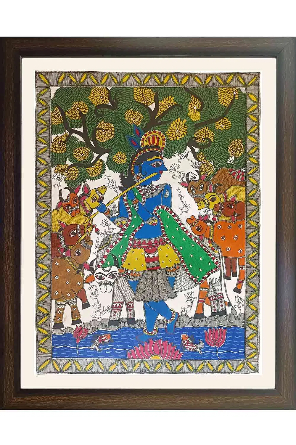 Madhubani Painting Gopala Krishna (22x28) Inches