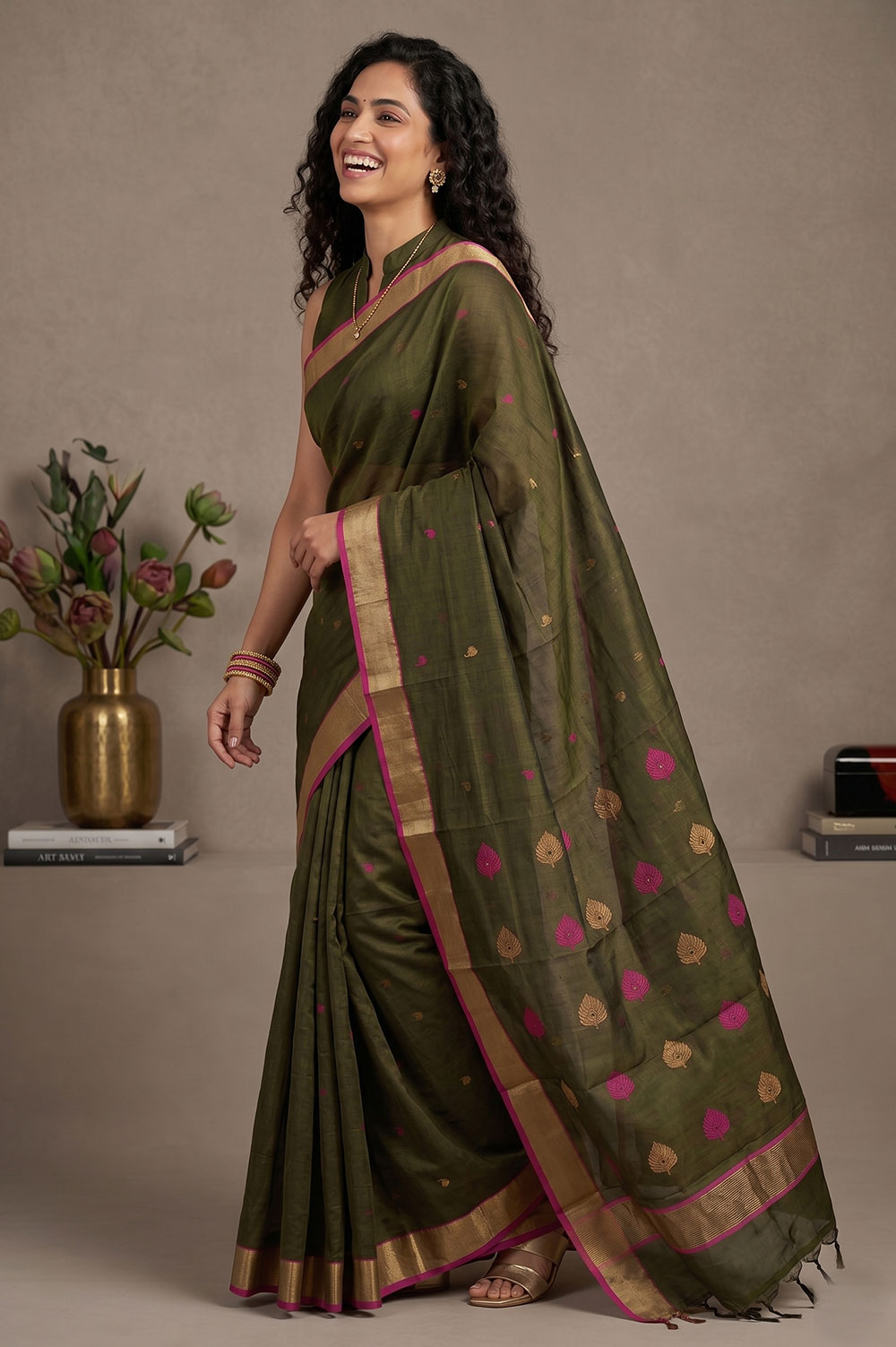 Chanderi Handloom Cotton-Silk Saree