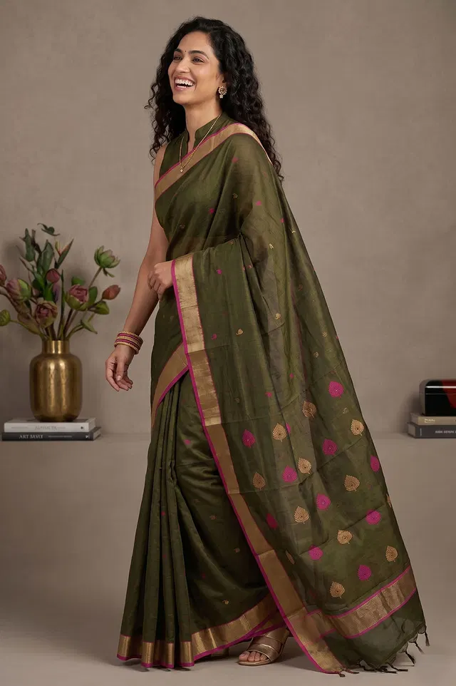 Chanderi Handloom Cotton-Silk Saree