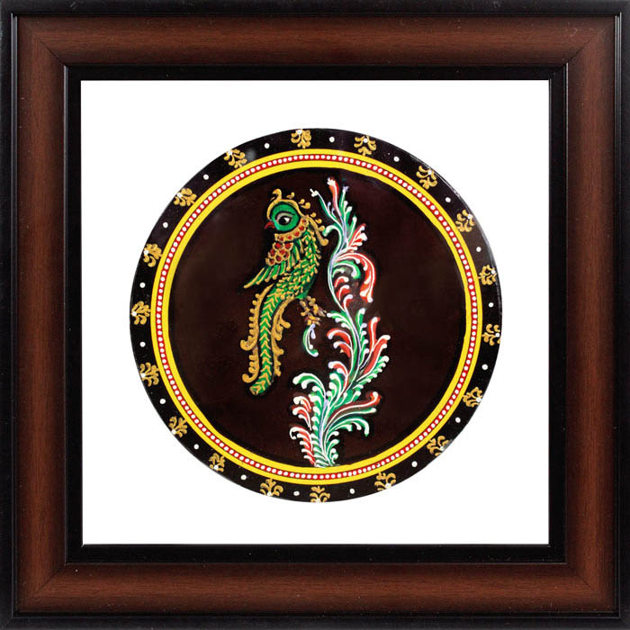 Parrot Mysore Ganjifa Cards (9x9) Inches, Transparent Frame