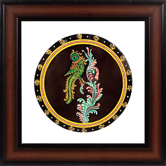Parrot Mysore Ganjifa Cards (9x9) Inches, Transparent Frame