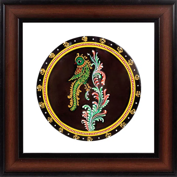 Parrot Mysore Ganjifa Cards (9x9) Inches, Transparent Frame