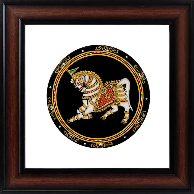 Horse (Ashva) Mysore Ganjifa Cards (9x9) Inches, Transparent Frame