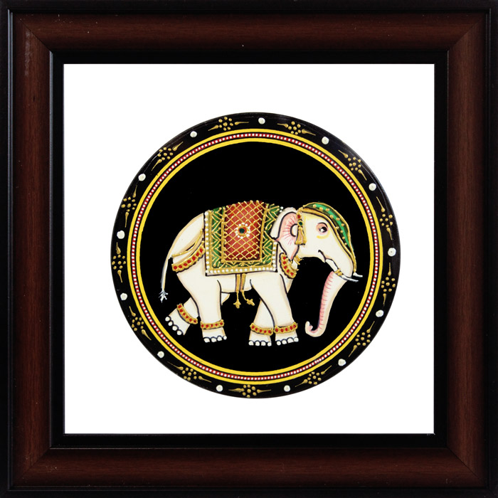 Elephant (Gaja) Mysore Ganjifa Cards (9x9) Inches, Transparent Frame