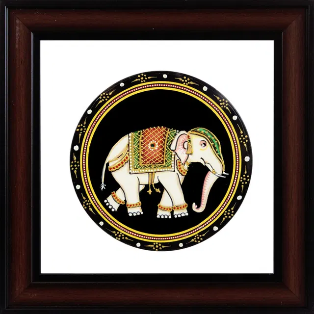 Elephant (Gaja) Mysore Ganjifa Cards (9x9) Inches, Transparent Frame
