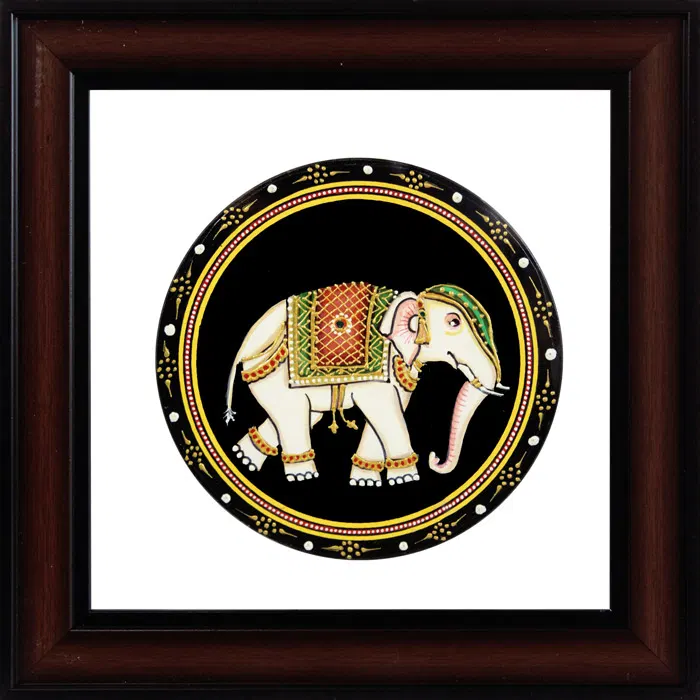Elephant (Gaja) Mysore Ganjifa Cards (9x9) Inches, Transparent Frame