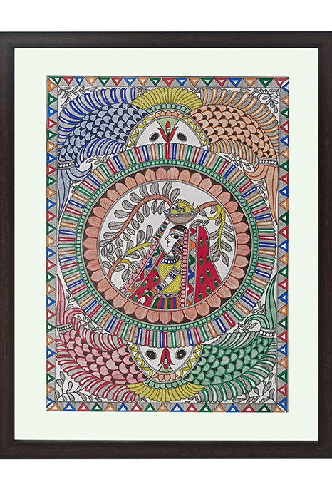Madhubani Painting Women with Fishes (20*27 Inches)