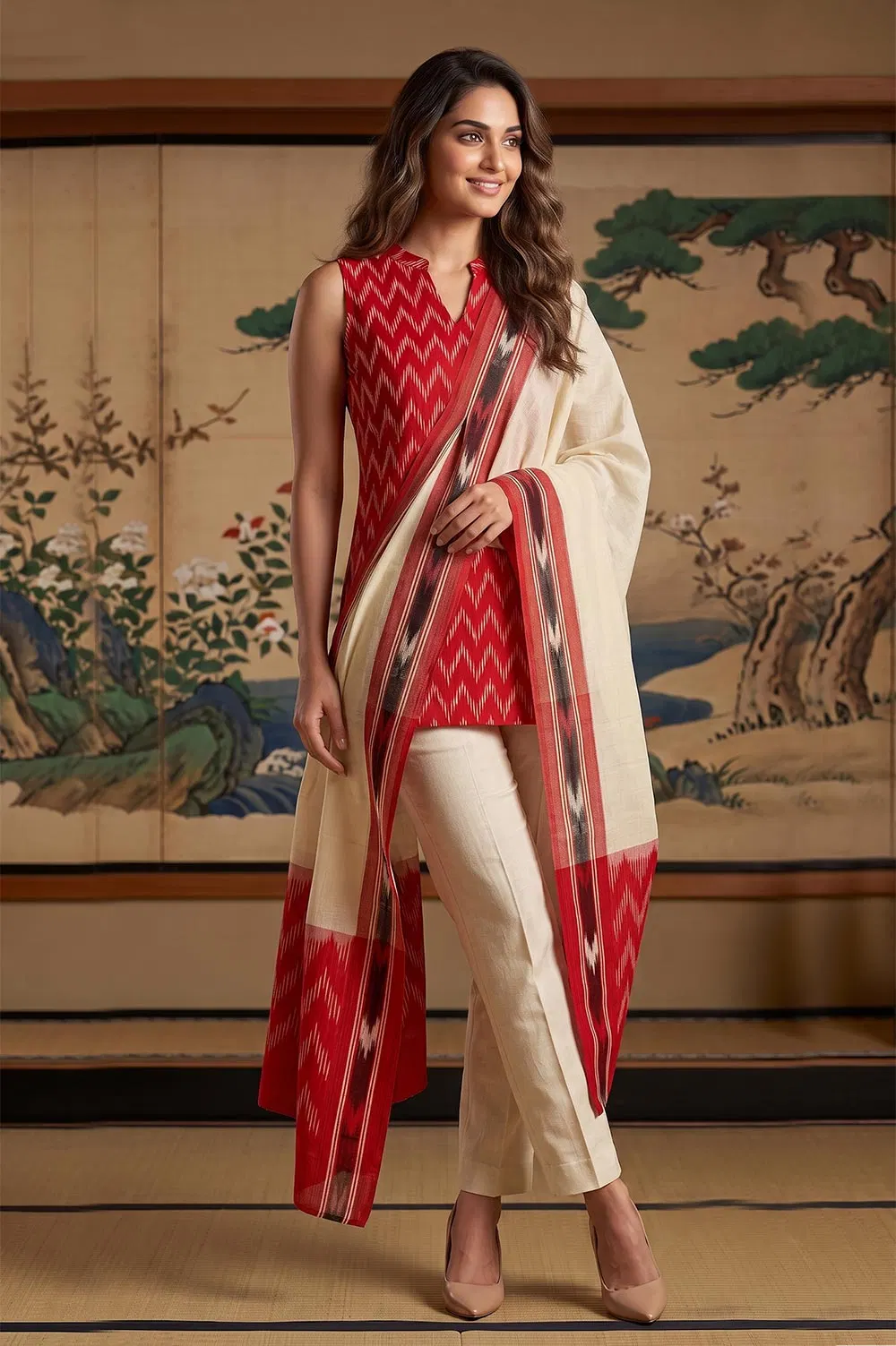 Pochampally Single Ikat Salwar Suit with Double Ikat Dupatta
