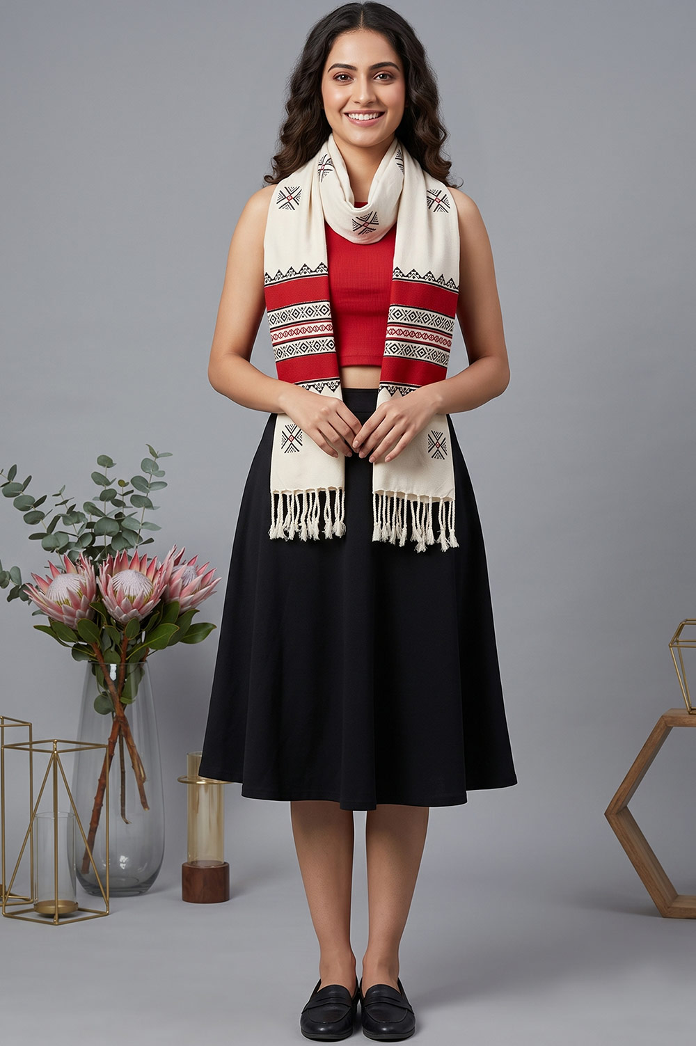 Toda Embroidery Wool-Cotton Shawl