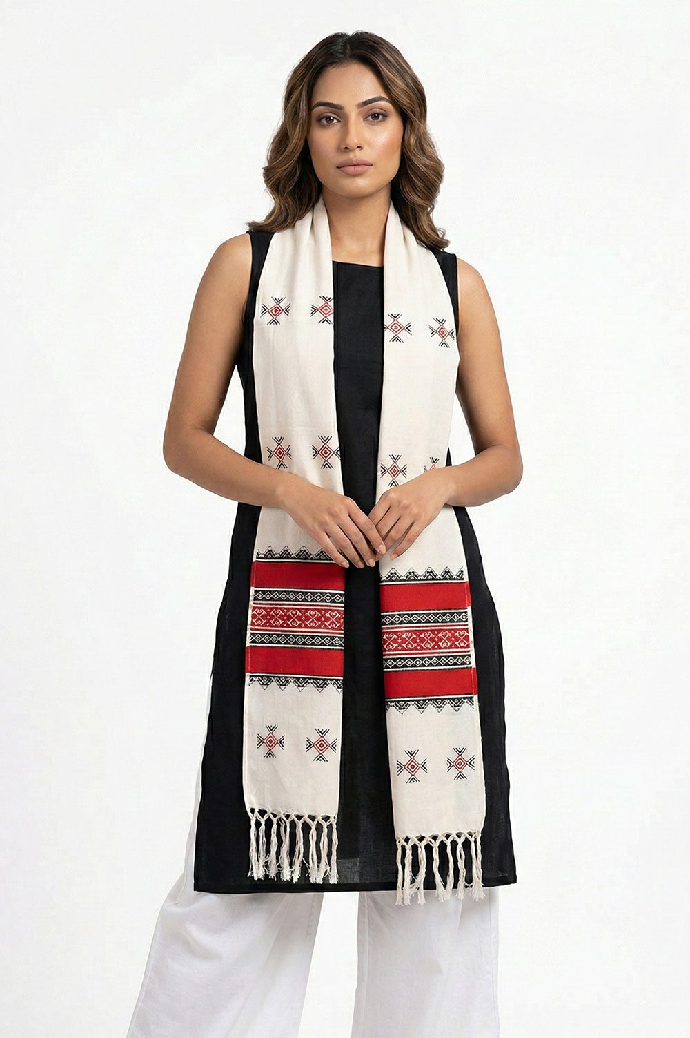 Toda Hand Embroidered Wool-Cotton Stole