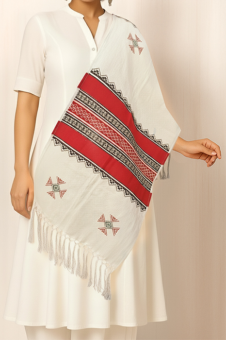 Toda Hand Embroidered Wool-Cotton Stole
