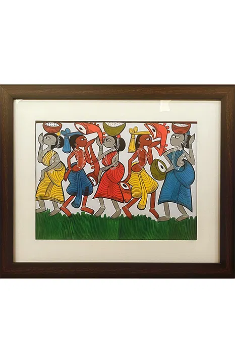 Bengal Pattachitra Tribal Life (16*12 Inches)