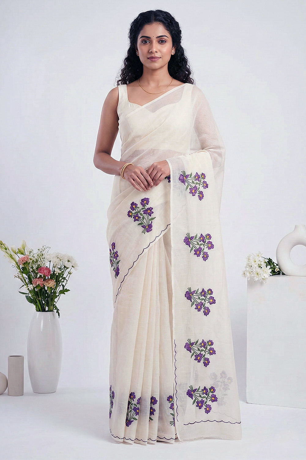 Kota Embroidery Pure Cotton Saree