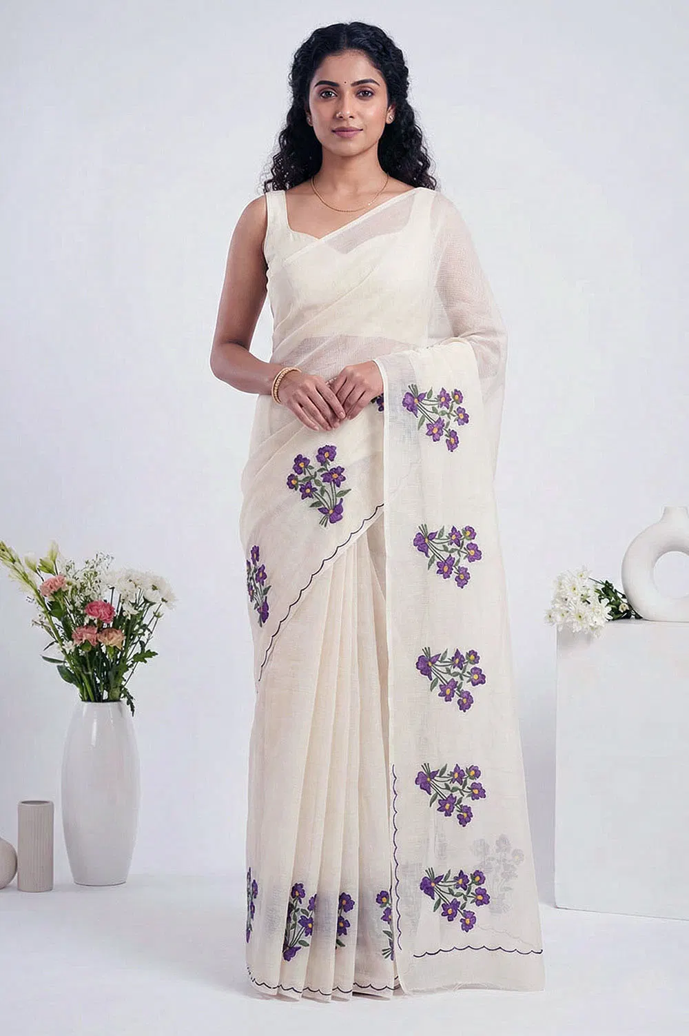 Kota Embroidery Pure Cotton Saree