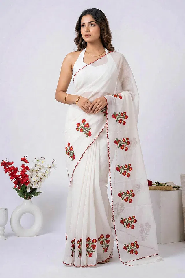 Kota Embroidery Pure Cotton Saree