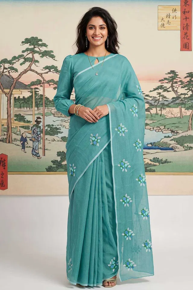 Kota Embroidery work Saree