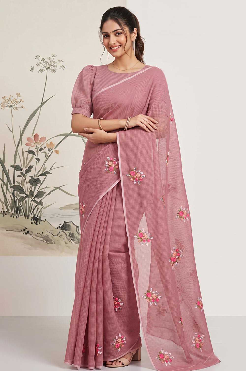 Kota Embroidery work Saree
