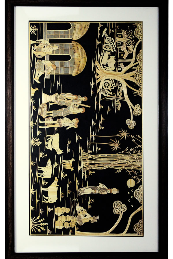 Sikki Grass Art - Village Life (31*19) Inches