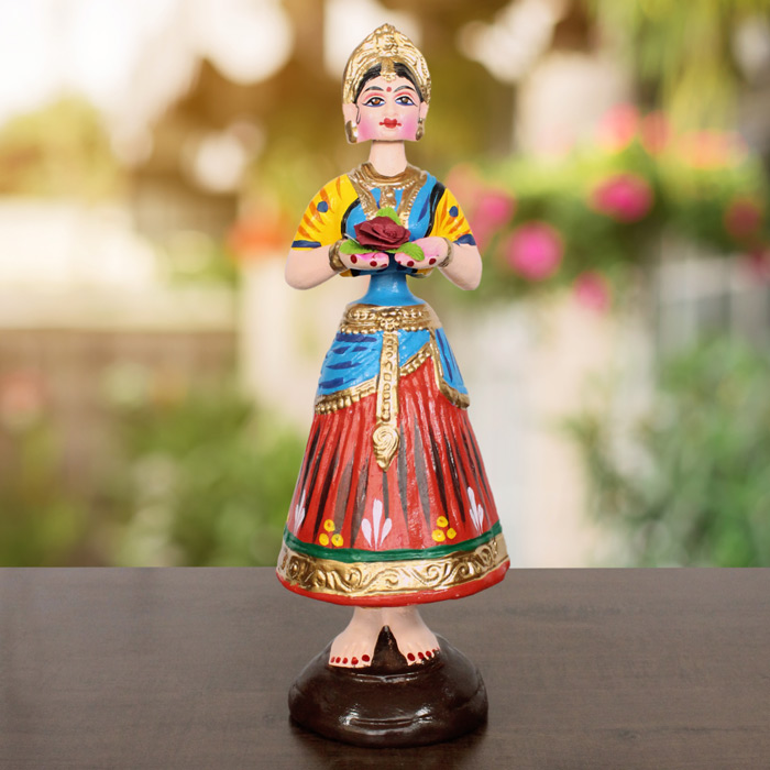 Thirukannur Papier Mache - Dancing Doll Welcoming Flower (15 Inches)