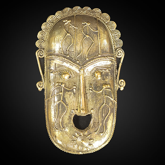 Bastar Dhokra Art Tribal Mask Wall Hanging (8.5 Inches)