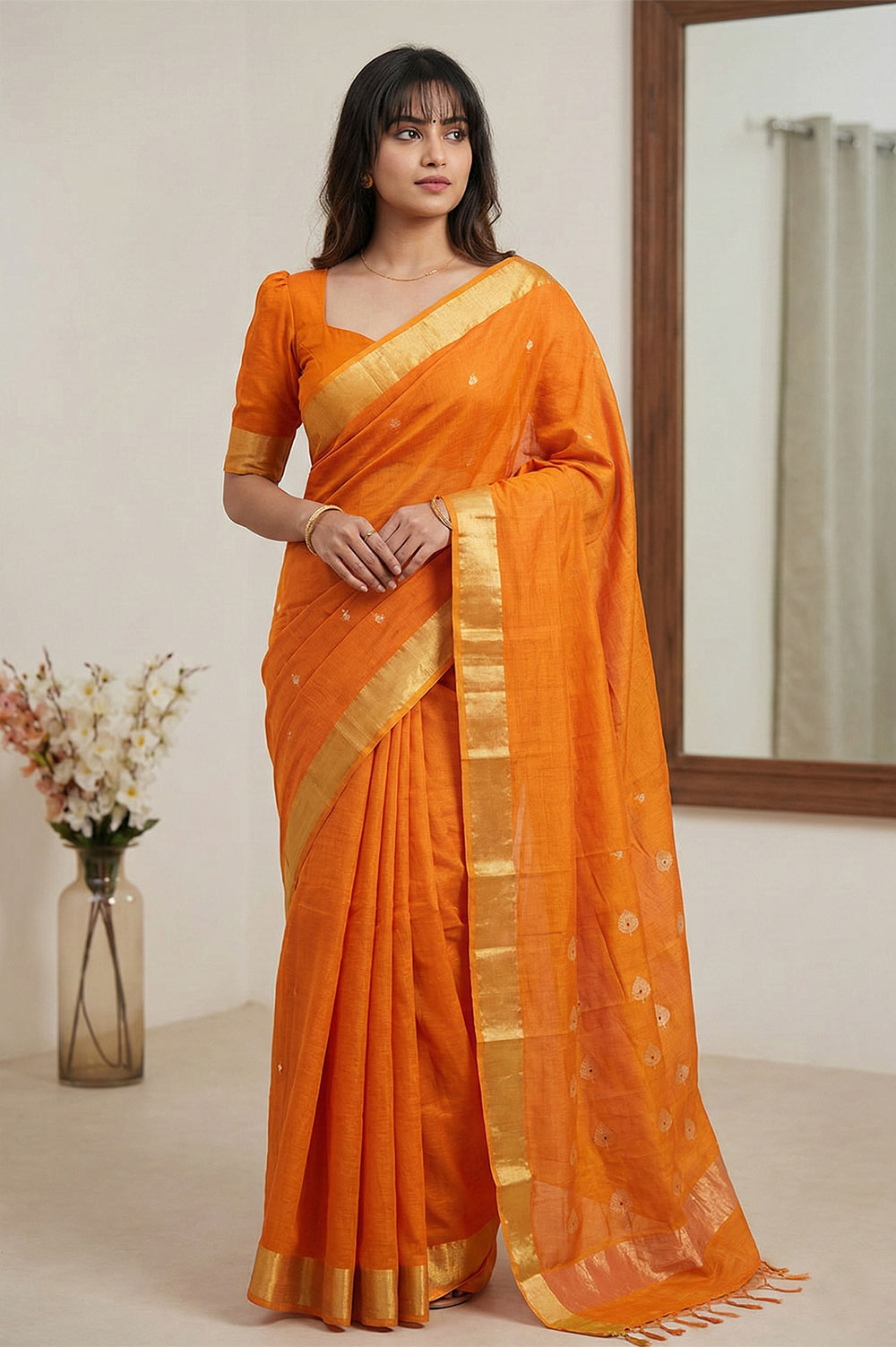 Chanderi Handloom Cotton-Silk Saree