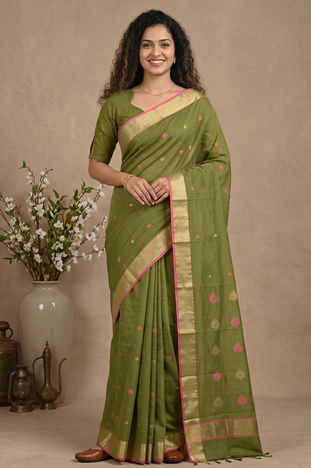 Chanderi Handloom Cotton-Silk Saree