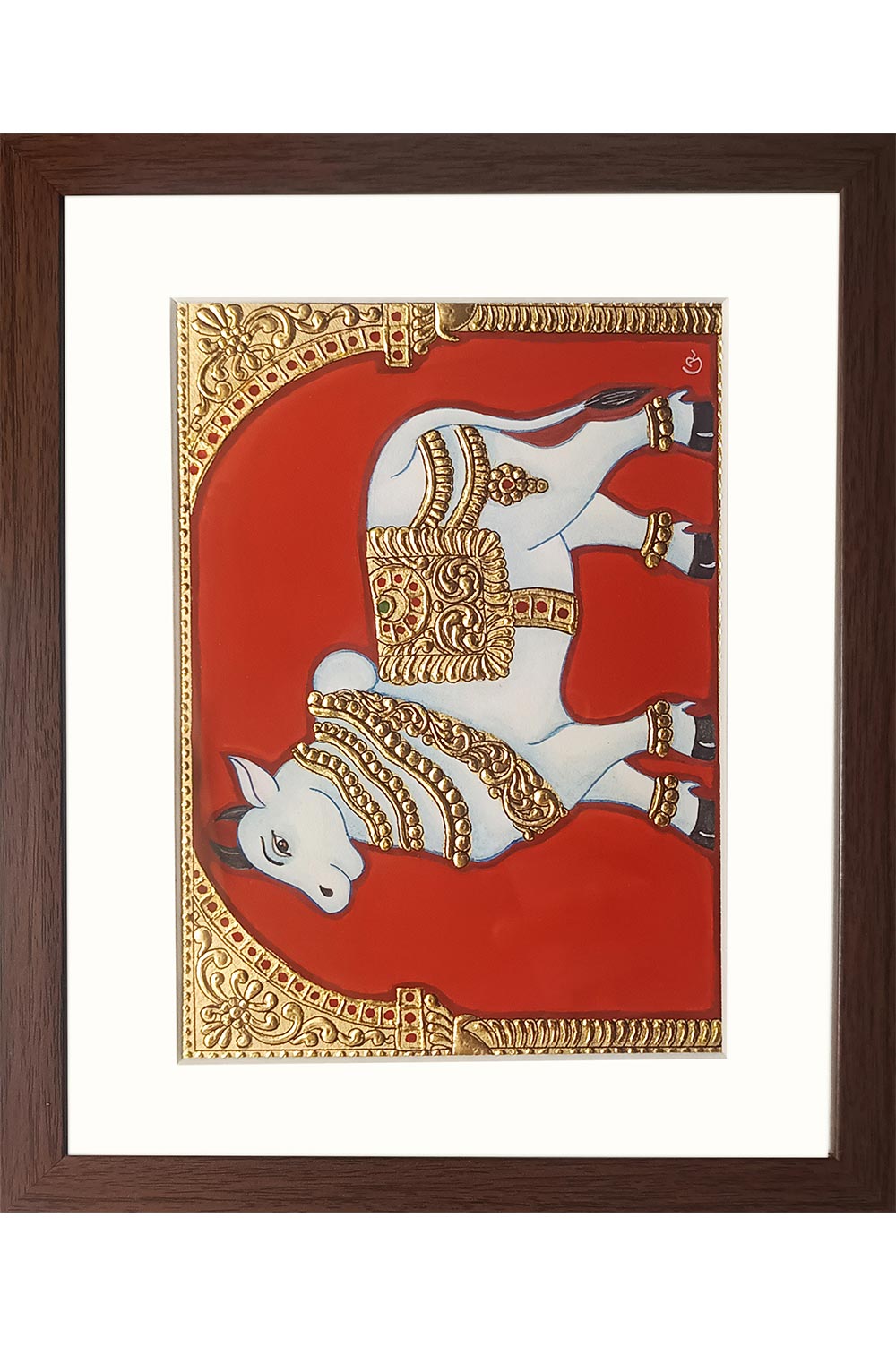 Nandi Mysore Painting (22KT Gold Leaf) 13x11 Inches