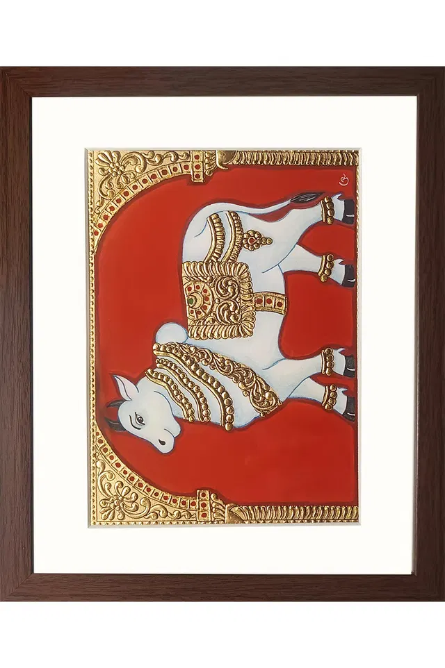 Nandi Mysore Painting (22KT Gold Leaf) 13x11 Inches