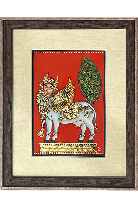 Kamadhenu Mysore Painting (22KT Gold Leaf) 11x13 Inches