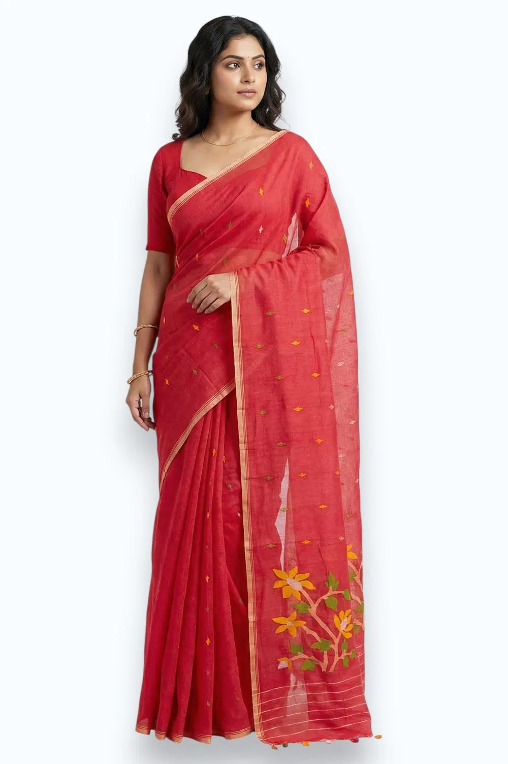 Jamdani Handloom Cotton Saree (No Blouse)