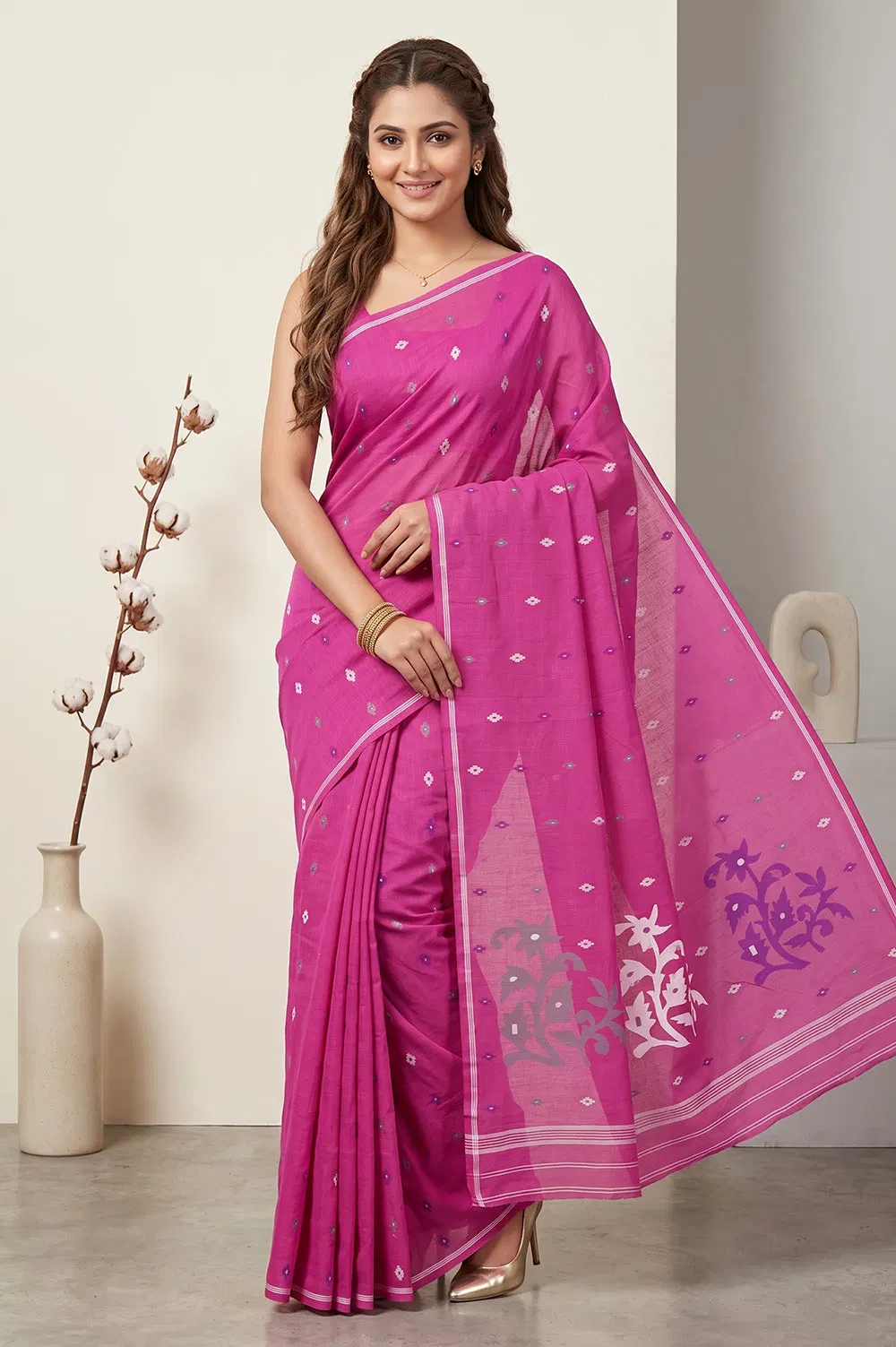 Jamdani Handloom Cotton Saree (No Blouse)