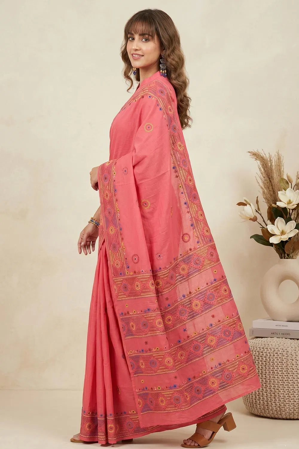 Nakshi Kantha Cotton Saree (Intricate Hand Embroidery)