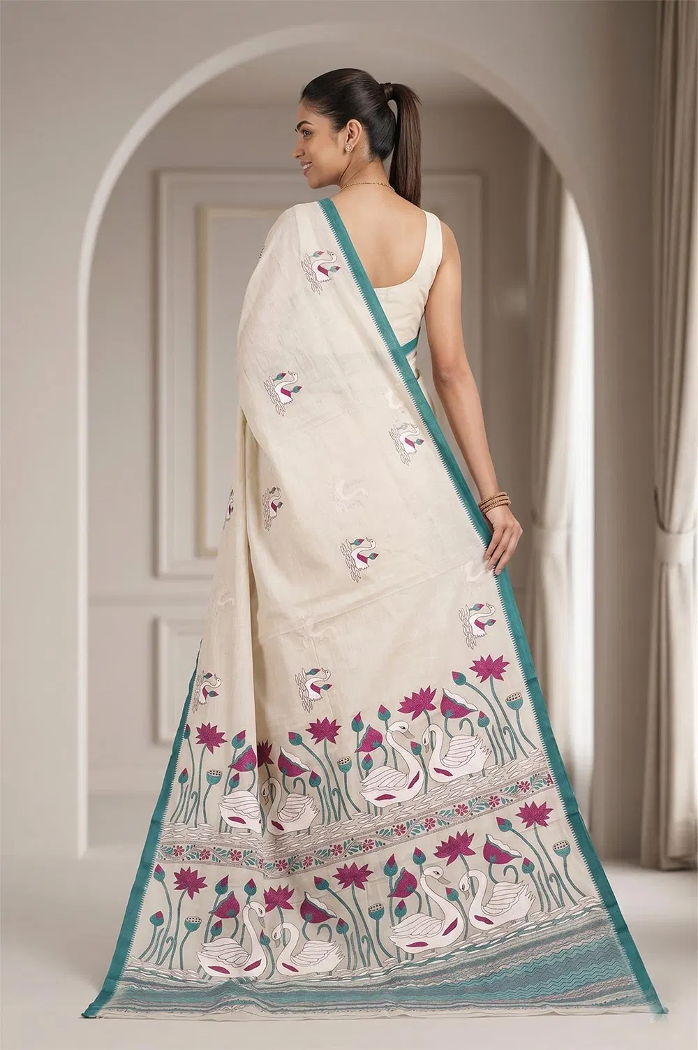 Nakshi Kantha Cotton Saree (Intricate Hand Embroidery)