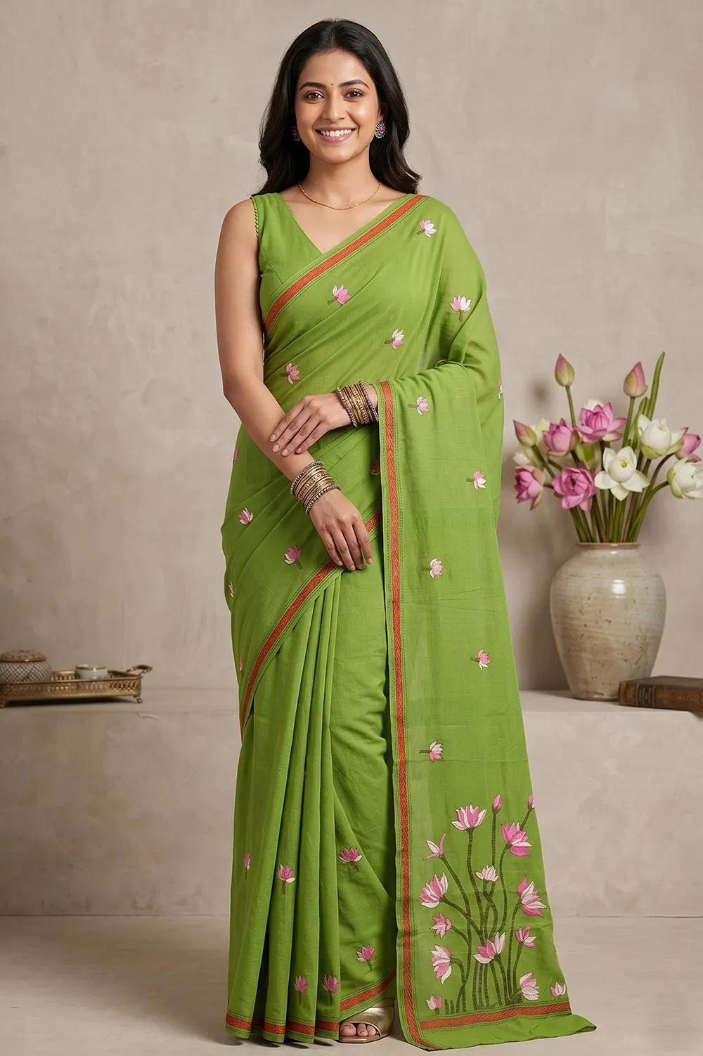 Nakshi Kantha Cotton Saree (Intricate Hand Embroidery)