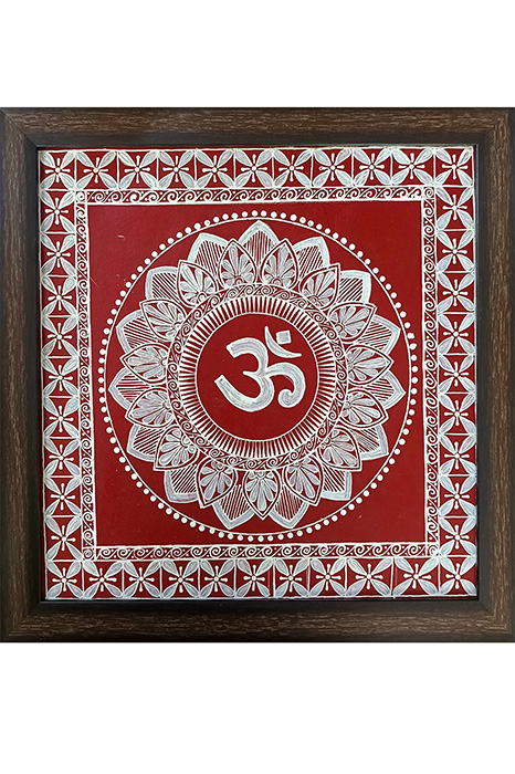Uttarakhand Aipan Art on Wood (14x14) Inches