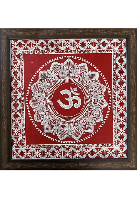 Uttarakhand Aipan Art on Wood (14x14) Inches