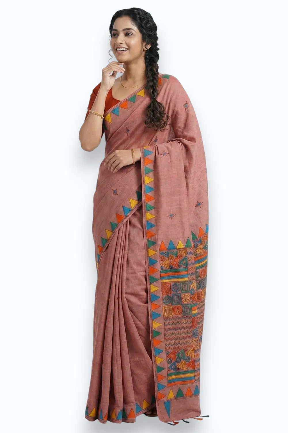 Nakshi Kantha Semi Silk Saree (Intricate Hand Embroidery)