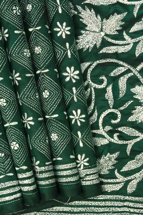 Nakshi Kantha Semi Silk Saree (Intricate Hand Embroidery)