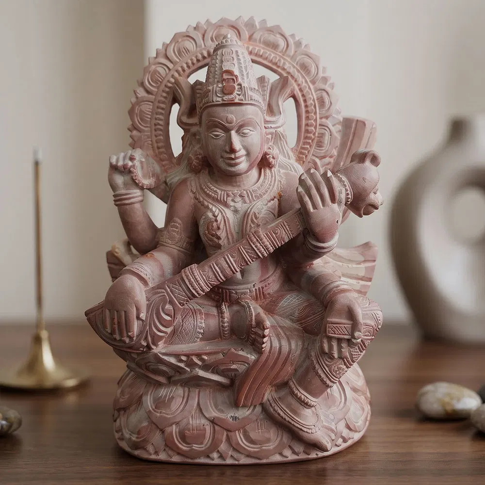 Konark Stone Carving Saraswati (8 Inches)