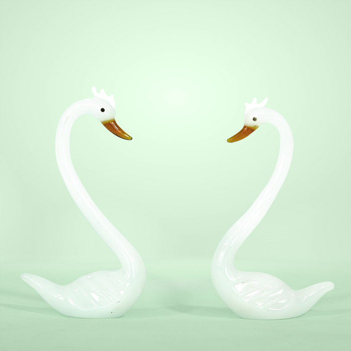 Firozabad Glass Craft Swan Pair