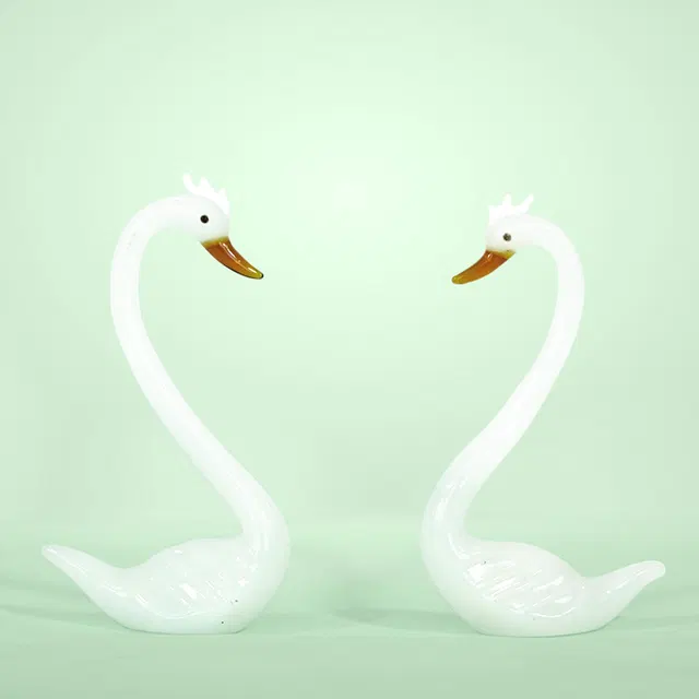 Firozabad Glass Craft Swan Pair