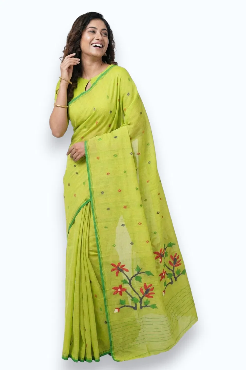 Jamdani Handloom Cotton Saree (No Blouse)