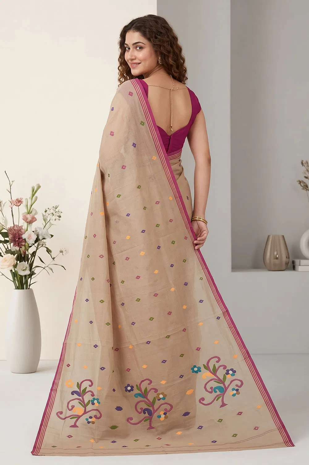 Jamdani Handloom Cotton Saree (No Blouse)