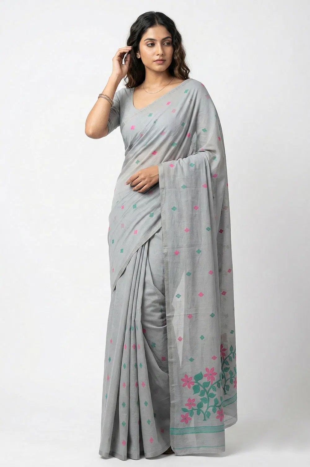 Jamdani Handloom Cotton Saree (No Blouse)
